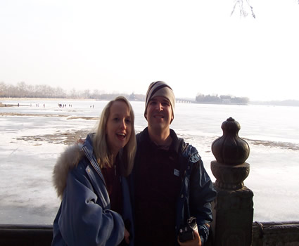 Us at Summer Palace near iced over lake!